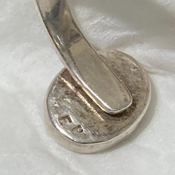 EP Mother of pearl gem in silver by-pass ring, "T" or a cross on the other node. - Picture 9 of 14